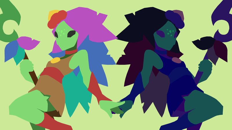 Two Alien Figures — Green