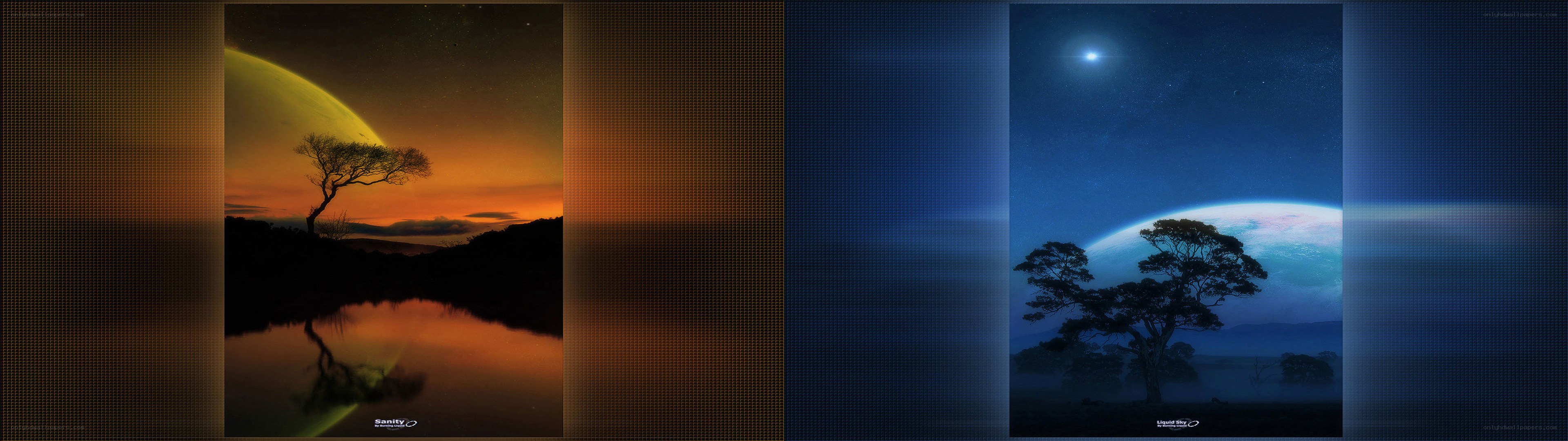 Two alien landscapes with trees