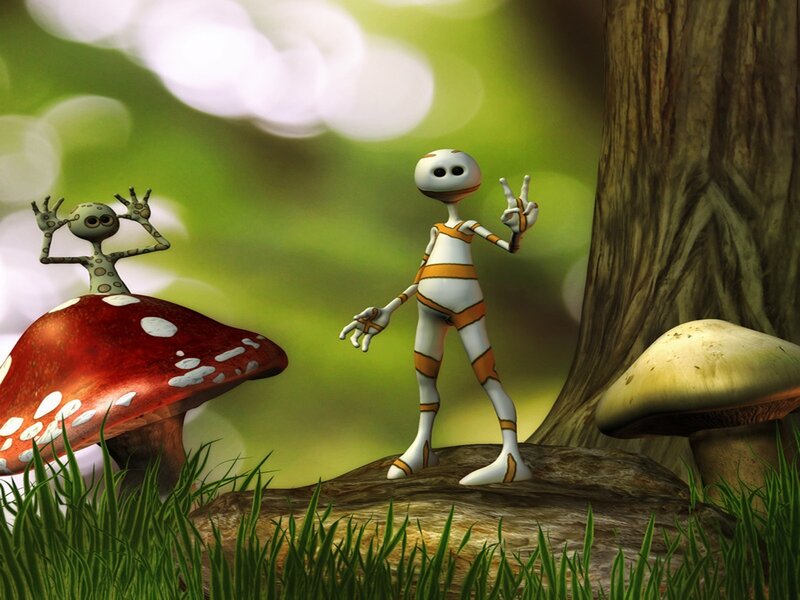 Two Aliens in Forest