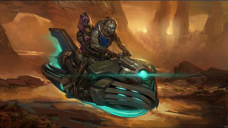 Two Aliens on a Vehicle