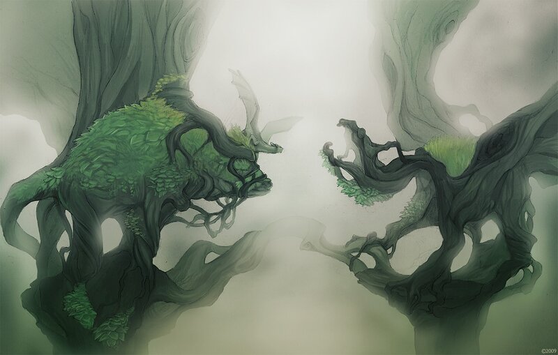 Two ancient tree spirits