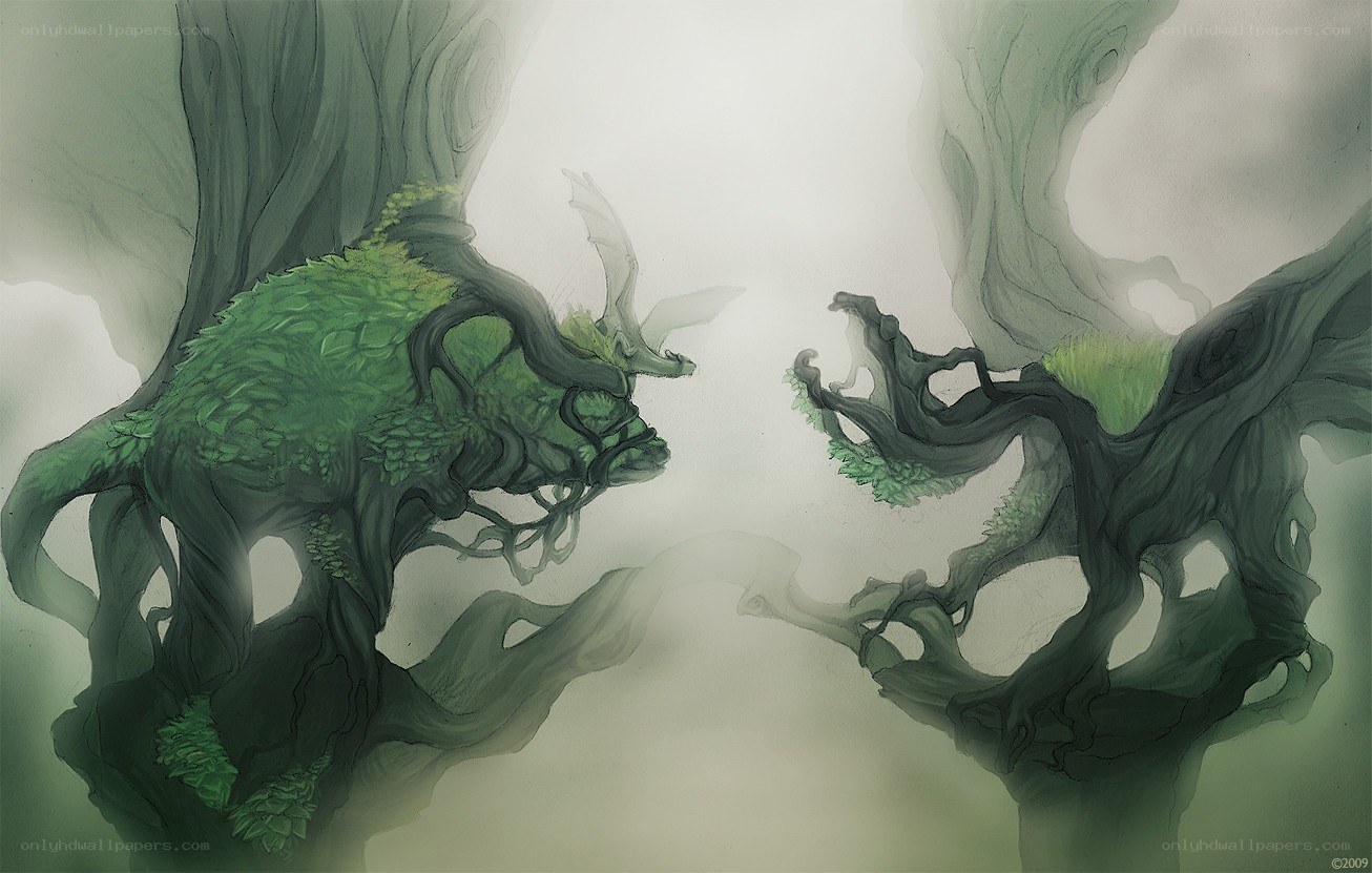 Two ancient tree spirits
