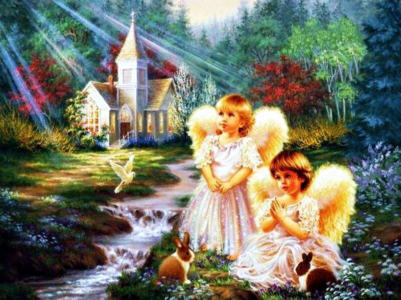 Two Angel Children — Green
