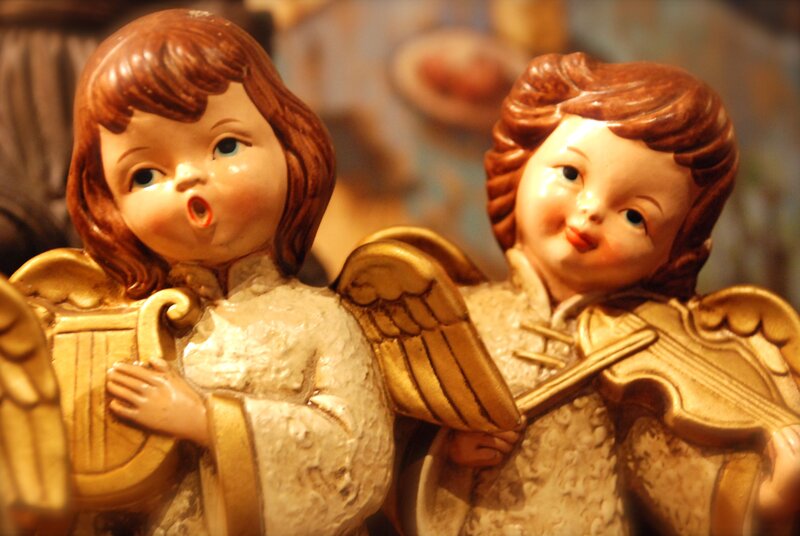 Two Angel Figurines — Brown
