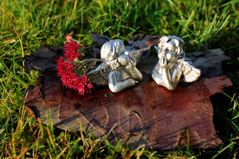Two Angel Figurines — Green