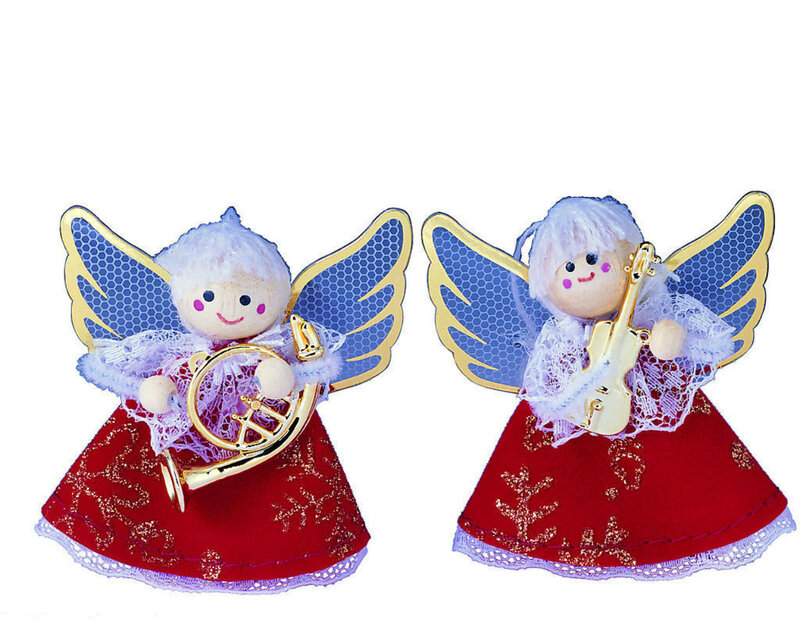 Two Angel Figurines — Red