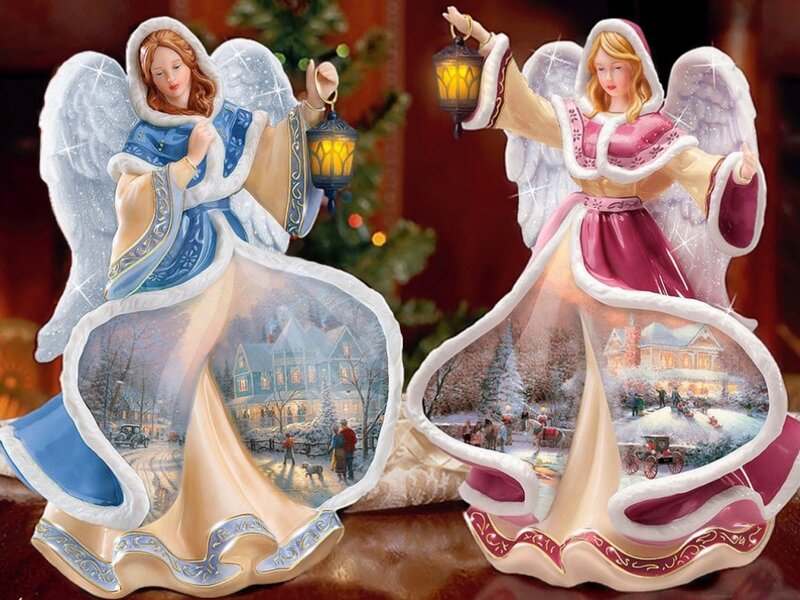 Two Angel Figurines — White, Festive
