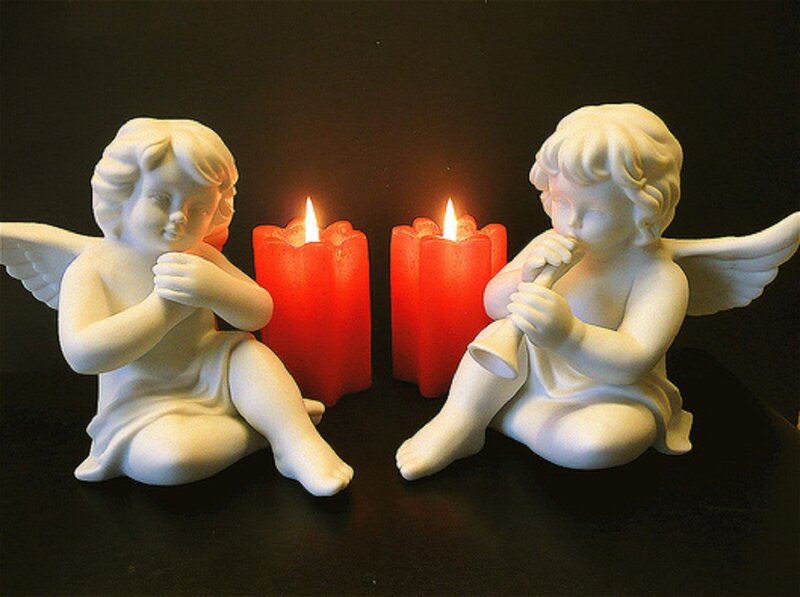 Two Angel Figurines — White, Serene
