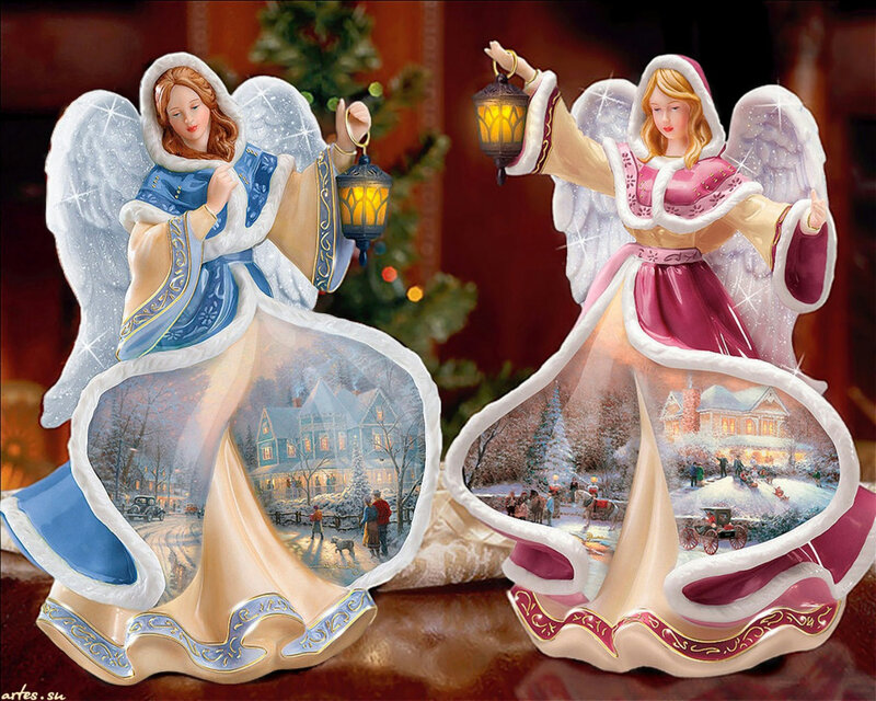 Two Angel Figurines — White