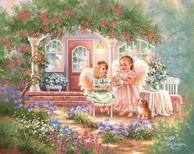 Two Angelic Children — Green