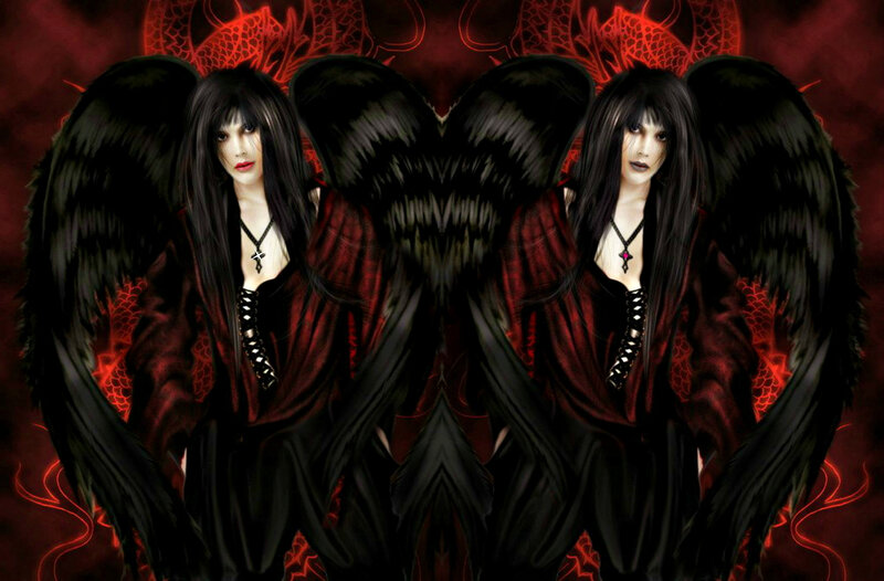 Two Angelic Figures — Black, Dramatic