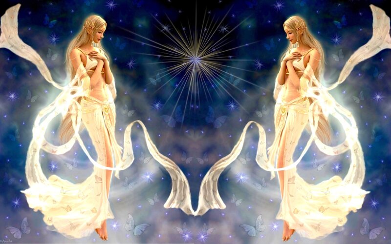 Two Angelic Figures — Blue
