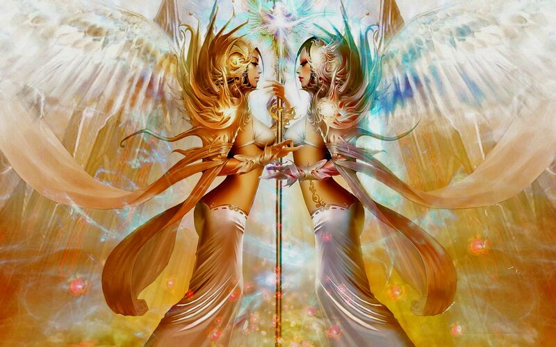 Two Angelic Figures — Gold