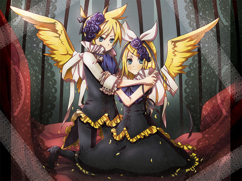 Two angelic figures in black dresses