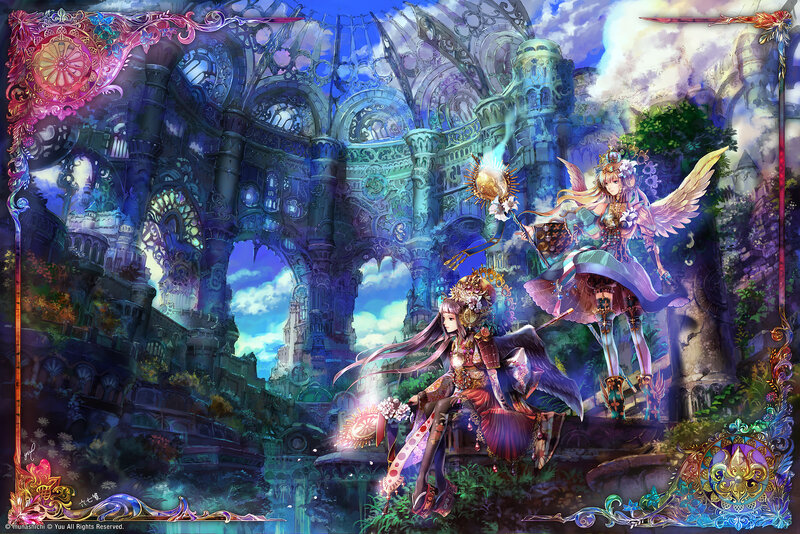 Two Angelic Figures in Ruins — Blue