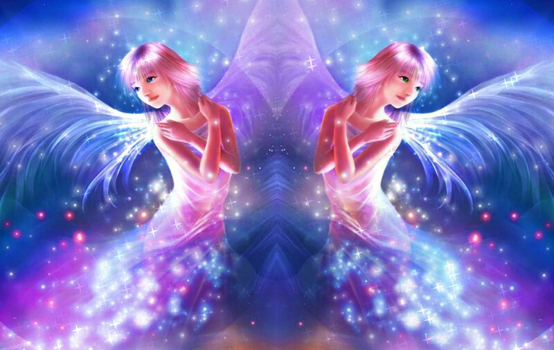 Two Angelic Figures — Purple, Ethereal