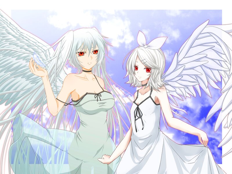 Two Angelic Figures — White, Serene, Afternoon