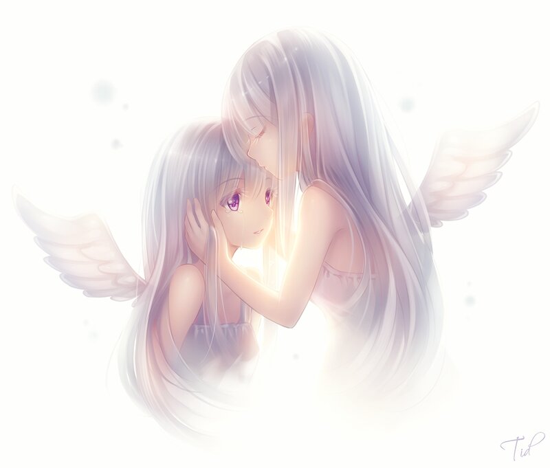 Two Angelic Figures — White, Serene, Digital Art, Wings