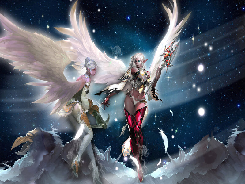 Two Angelic Figures — White