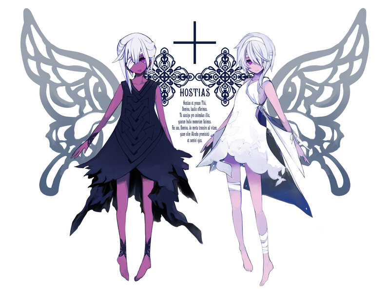 Two angelic figures with wings