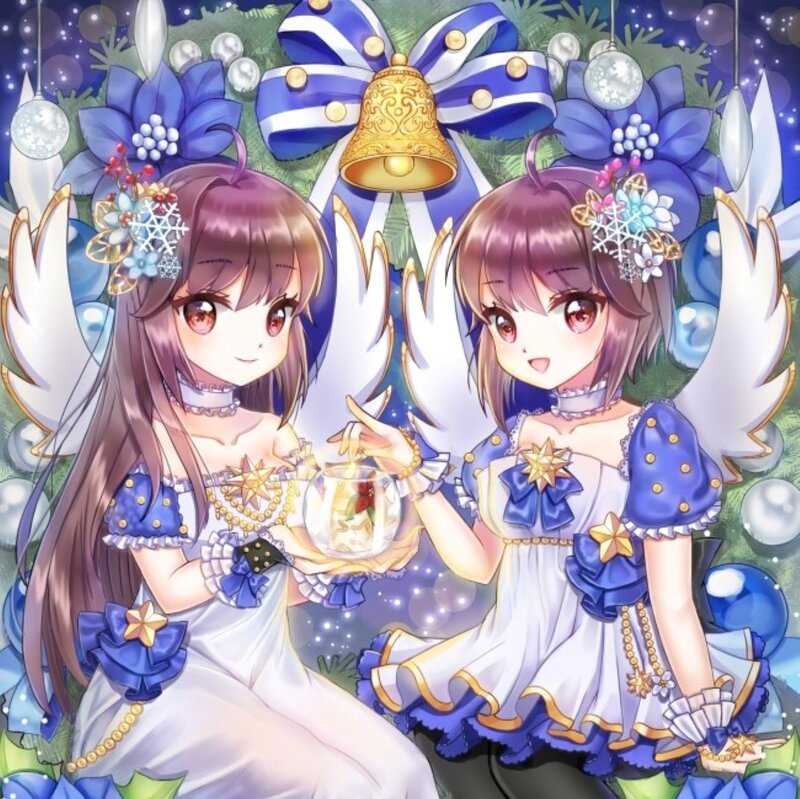 Two Angelic Girls — Blue, Festive