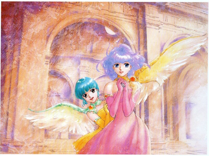 Two angelic girls in a grand hall