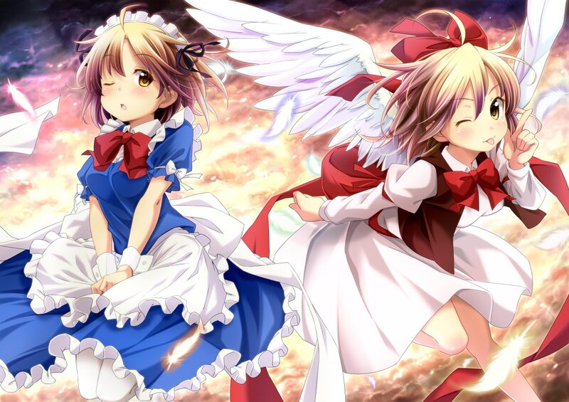 Two angelic girls in maid outfits