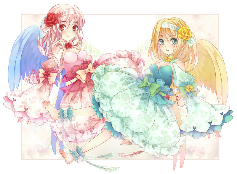 Two Angelic Girls — Pink, Serene, Anime