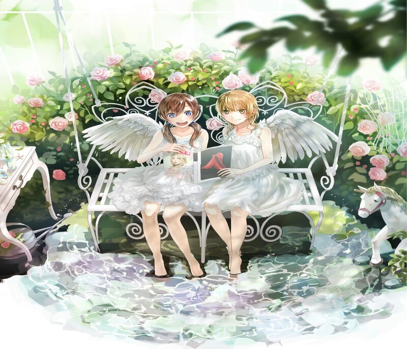 Two Angelic Girls Reading