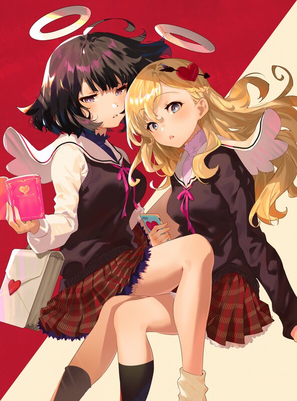 Two Angelic Girls — Red, Playful