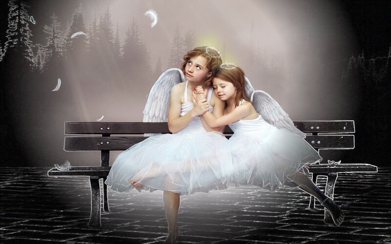 Two Angelic Girls — White, Serene, Night