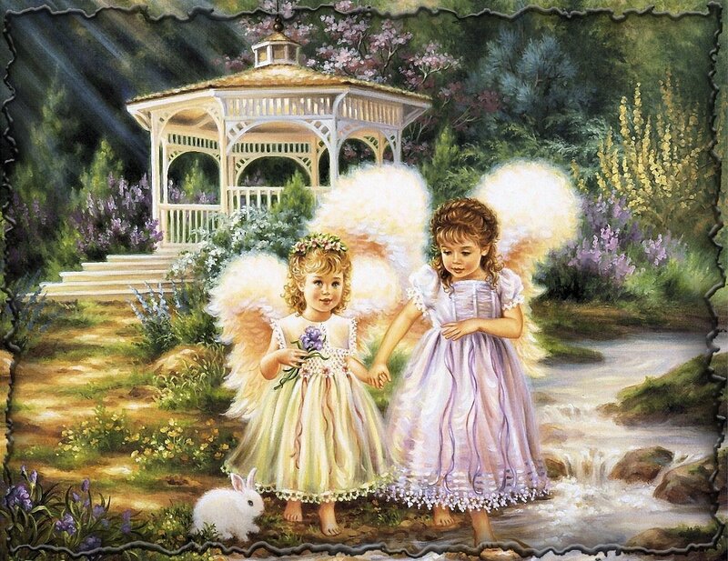 Two Angelic Girls — White, Serene, Spring