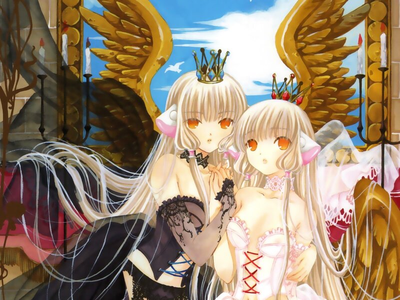 Two angelic girls with crowns