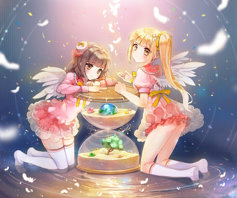 Two Angelic Girls with Hourglass