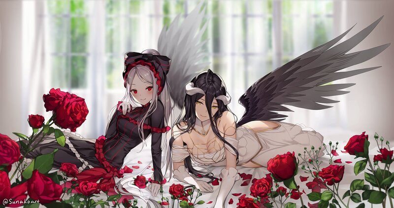 Two Angelic Girls with Roses