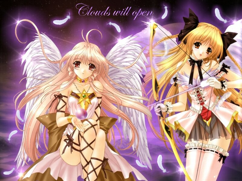 Two angelic girls with wings