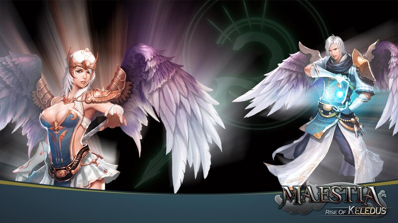 Two Angelic Warriors — Purple, Dramatic