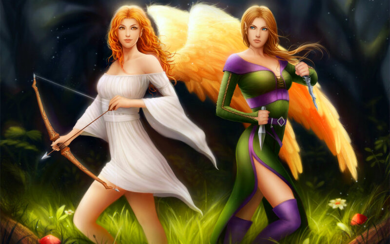 Two Angelic Women — Green