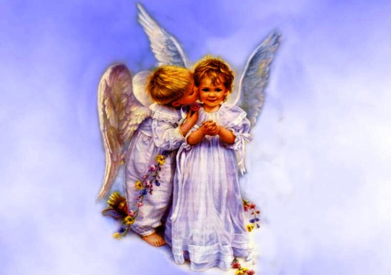 Two Angels Embracing — Blue, Serene