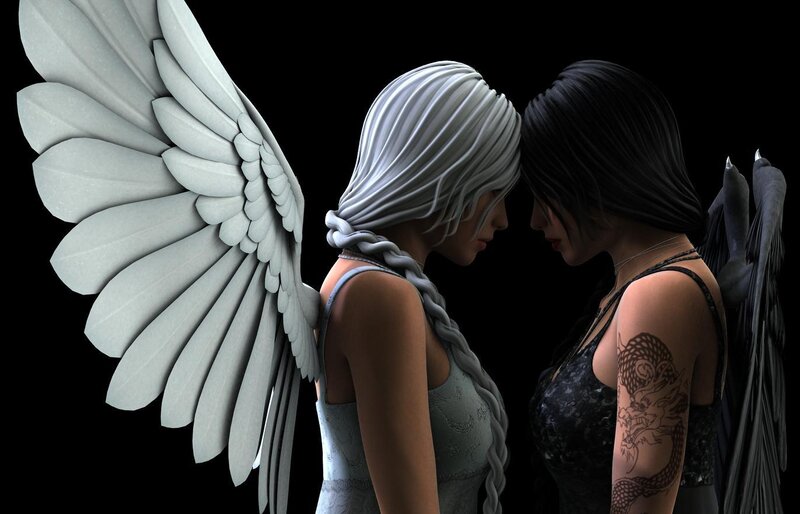 Two Angels Facing Each Other