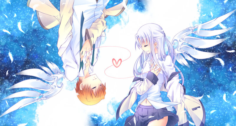 Two Angels Holding Hands — Blue, Serene