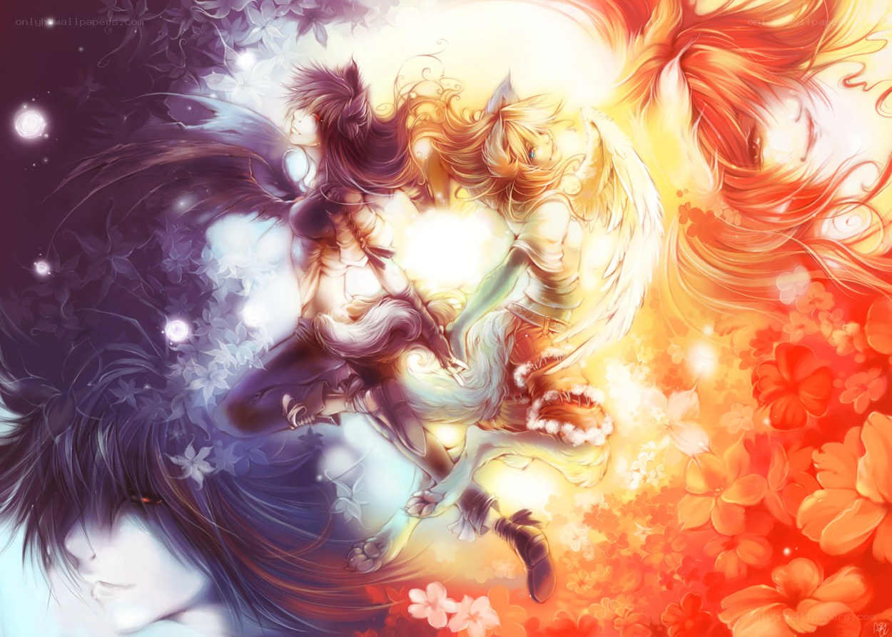 Two angels in a cosmic embrace