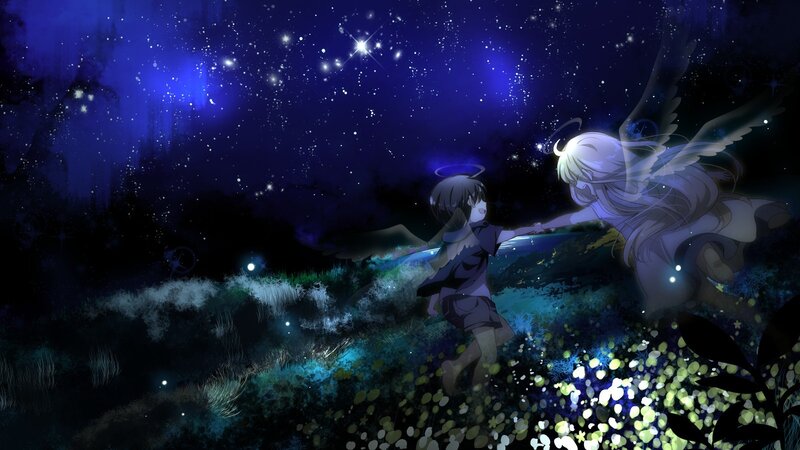 Two Angels in a Field — Blue