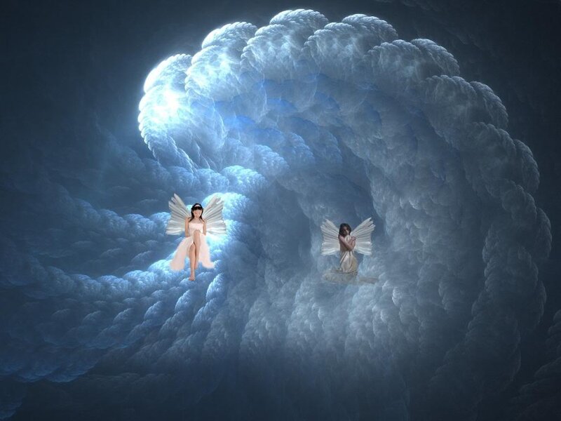 Two Angels in Clouds — Blue