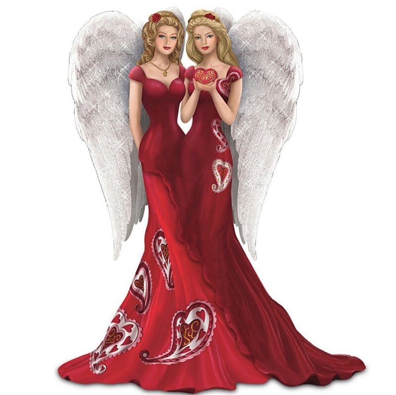 Two Angels in Red Dresses