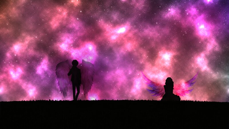 Two Angels in Silhouette