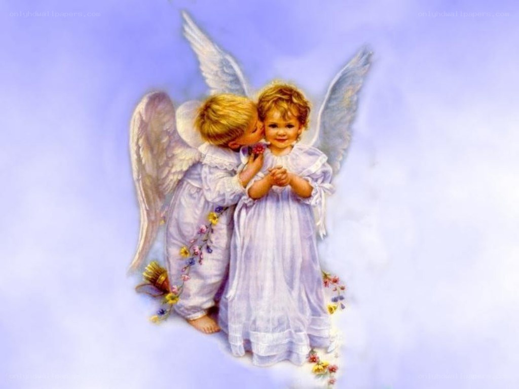 Two angels in white gowns