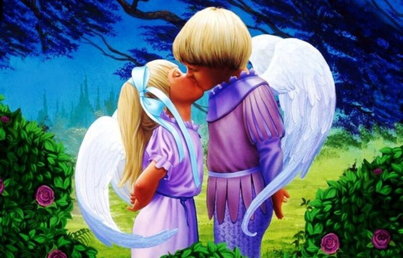 Two Angels Kissing — Purple, Serene, Night