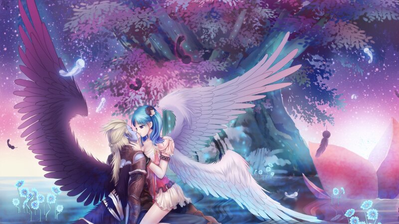 Two Angels Kissing — Purple