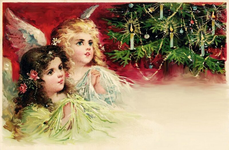 Two Angels Near Tree